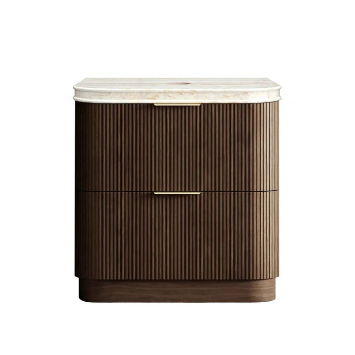 600-1800*490*830mm Otti Havana Sable Walnut Fluted Curve Freestanding Vanity