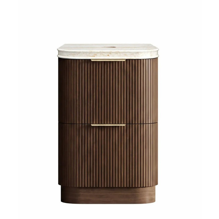 600-1800*490*830mm Otti Havana Sable Walnut Fluted Curve Freestanding Vanity