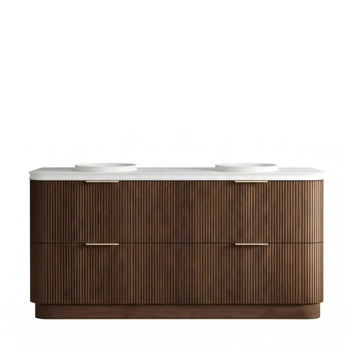 600-1800*490*830mm Otti Havana Sable Walnut Fluted Curve Freestanding Vanity