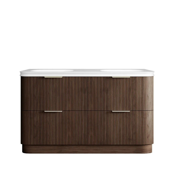 600-1800*490*830mm Otti Havana Sable Walnut Fluted Curve Freestanding Vanity