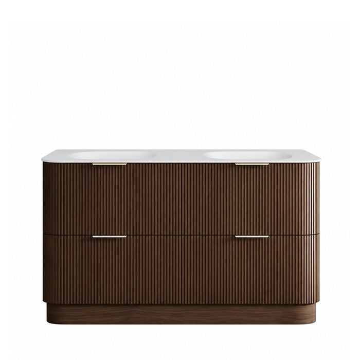 600-1800*490*830mm Otti Havana Sable Walnut Fluted Curve Freestanding Vanity