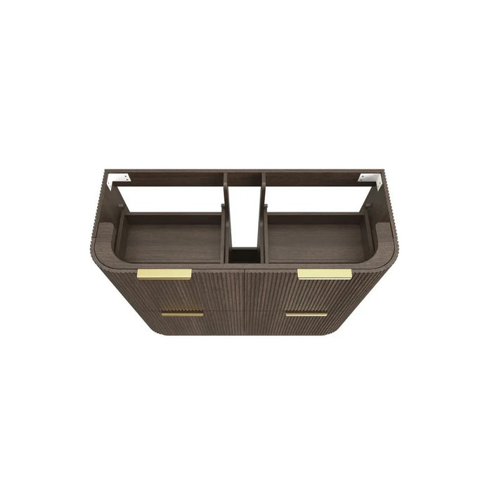 600-1800*490*830mm Otti Havana Sable Walnut Fluted Curve Freestanding Vanity