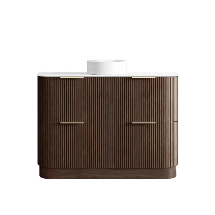 600-1800*490*830mm Otti Havana Sable Walnut Fluted Curve Freestanding Vanity