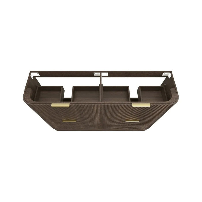 600-1800*490*830mm Otti Havana Sable Walnut Fluted Curve Freestanding Vanity