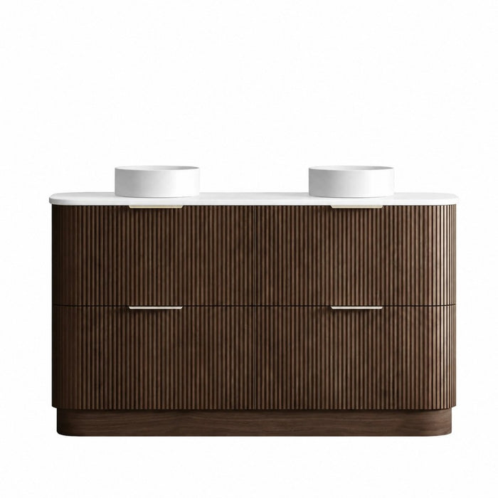 600-1800*490*830mm Otti Havana Sable Walnut Fluted Curve Freestanding Vanity