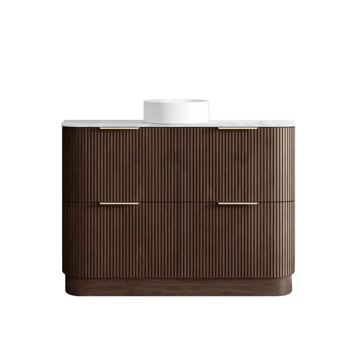 600-1800*490*830mm Otti Havana Sable Walnut Fluted Curve Freestanding Vanity