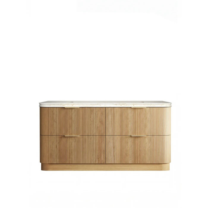 600-1800*490*830mm Otti Havana Woodland Oak Fluted Curve Freestanding Vanity