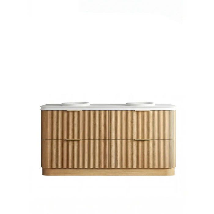 600-1800*490*830mm Otti Havana Woodland Oak Fluted Curve Freestanding Vanity