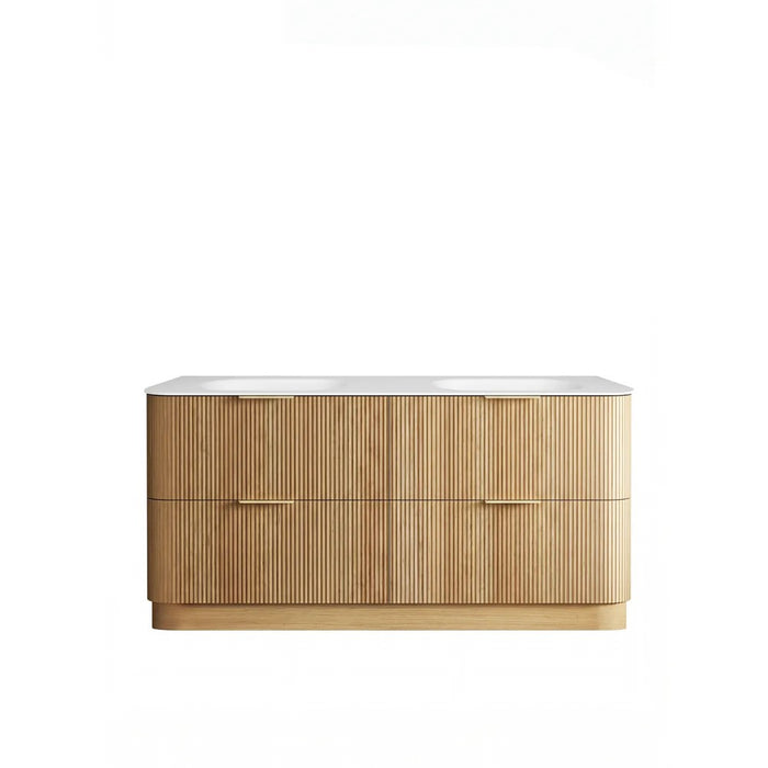 600-1800*490*830mm Otti Havana Woodland Oak Fluted Curve Freestanding Vanity