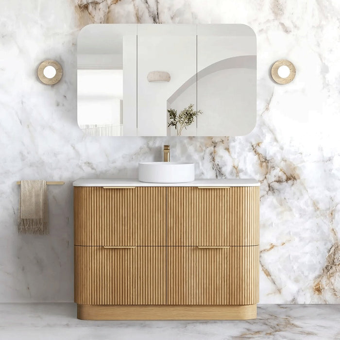 600-1800*490*830mm Otti Havana Woodland Oak Fluted Curve Freestanding Vanity