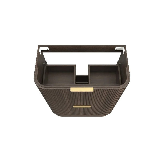 600-1800*490*830mm Otti Havana Sable Walnut Fluted Curve Freestanding Vanity