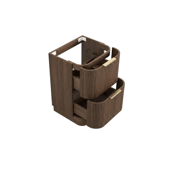 600-1800*490*830mm Otti Havana Sable Walnut Fluted Curve Freestanding Vanity