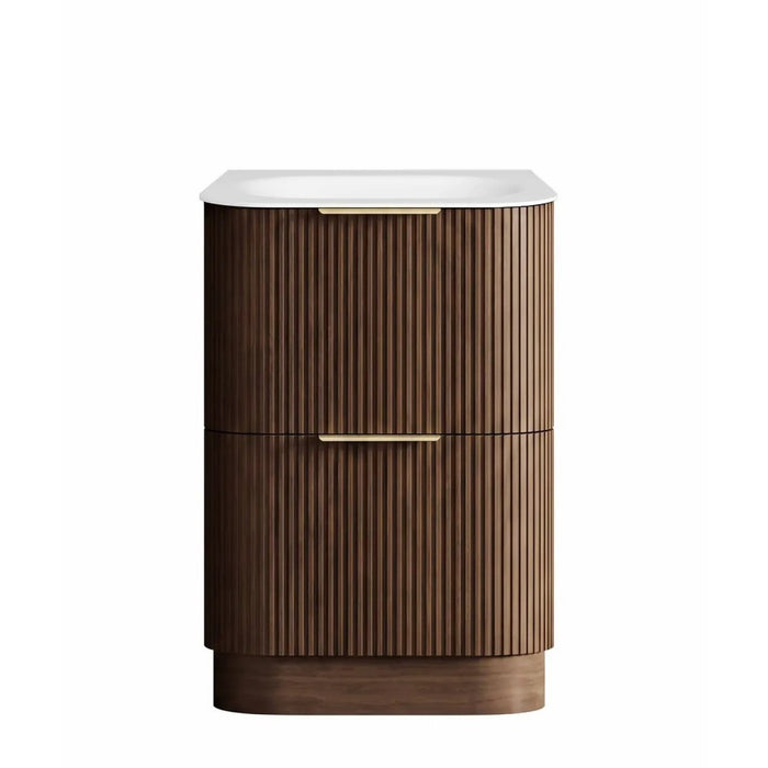 600-1800*490*830mm Otti Havana Sable Walnut Fluted Curve Freestanding Vanity
