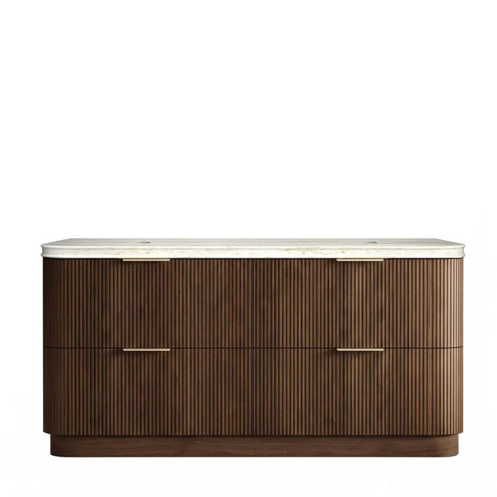 600-1800*490*830mm Otti Havana Sable Walnut Fluted Curve Freestanding Vanity
