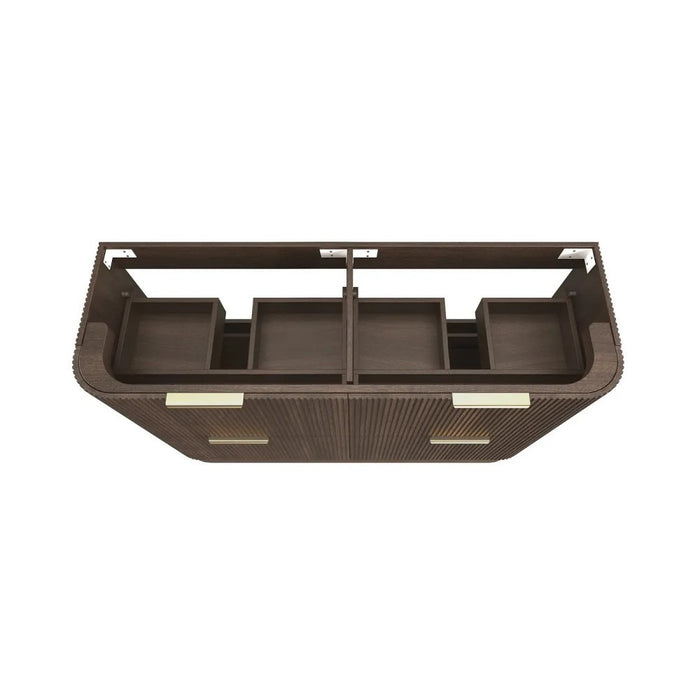 600-1800*490*830mm Otti Havana Sable Walnut Fluted Curve Freestanding Vanity