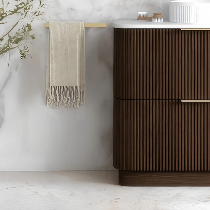 600-1800*490*830mm Otti Havana Sable Walnut Fluted Curve Freestanding Vanity