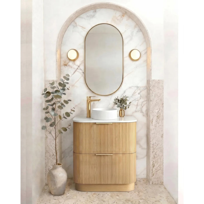 600-1800*490*830mm Otti Havana Woodland Oak Fluted Curve Freestanding Vanity