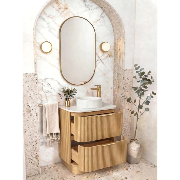 600-1800*490*830mm Otti Havana Woodland Oak Fluted Curve Freestanding Vanity