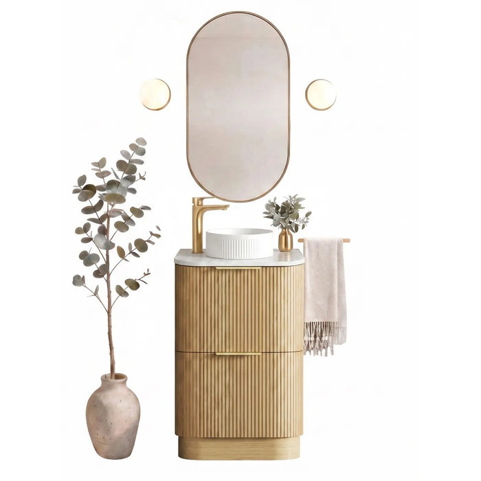 600-1800*490*830mm Otti Havana Woodland Oak Fluted Curve Freestanding Vanity