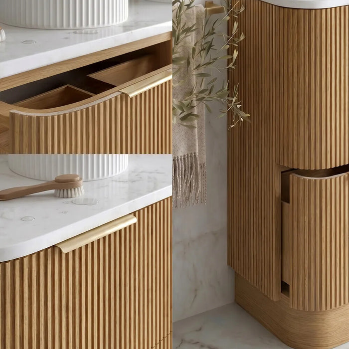 600-1800*490*830mm Otti Havana Woodland Oak Fluted Curve Freestanding Vanity