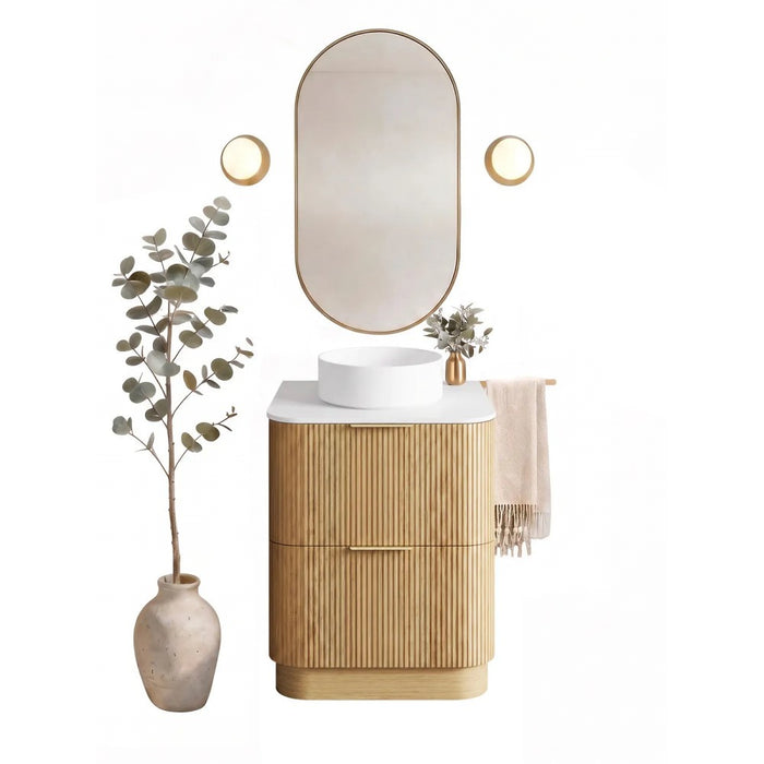 600-1800*490*830mm Otti Havana Woodland Oak Fluted Curve Freestanding Vanity