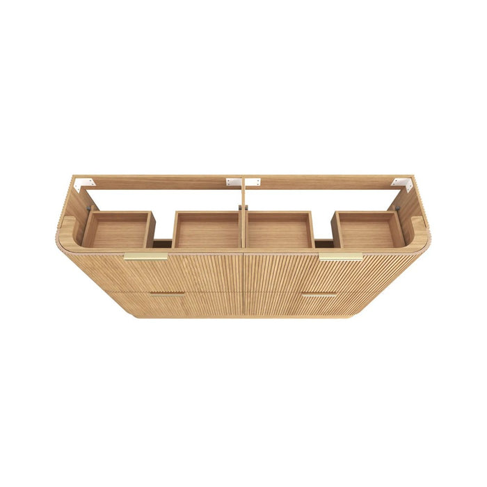 600-1800*490*830mm Otti Havana Woodland Oak Fluted Curve Freestanding Vanity