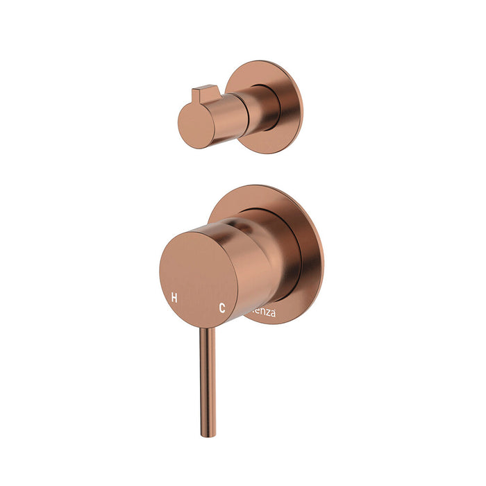 65mm Fienza Kaya Solid Brass Small Round Plate Wall Diverter Mixer
