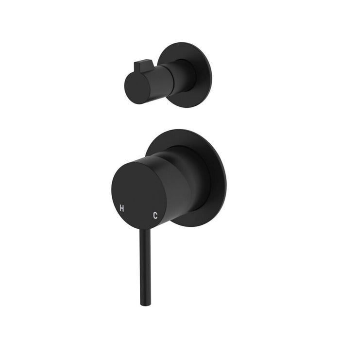 65mm Fienza Kaya Solid Brass Small Round Plate Wall Diverter Mixer