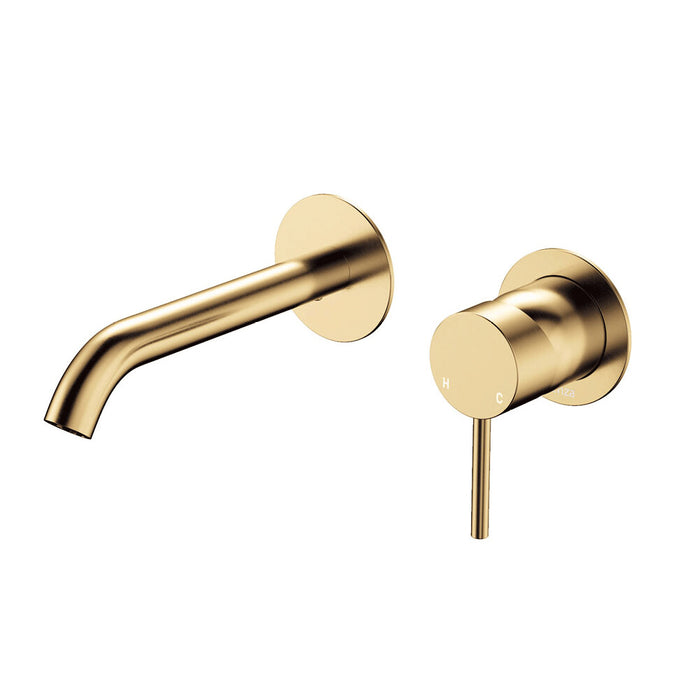160mm Outlet Fienza Kaya Lead-Free Solid Brass Round Plates Basin/Bath Wall Mixer Set