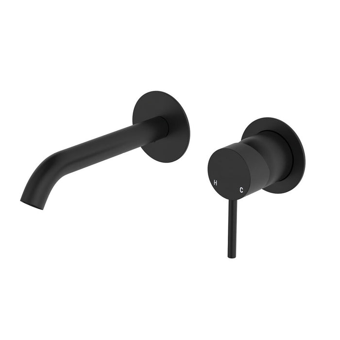 160mm Outlet Fienza Kaya Lead-Free Solid Brass Round Plates Basin/Bath Wall Mixer Set