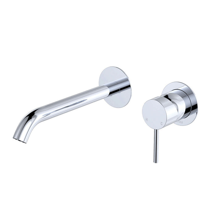 200mm Outlet Fienza Kaya Lead-Free Solid Brass Round Plates Basin/Bath Wall Mixer Set
