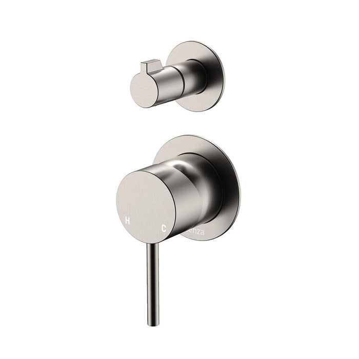 65mm Fienza Kaya Solid Brass Small Round Plate Wall Diverter Mixer