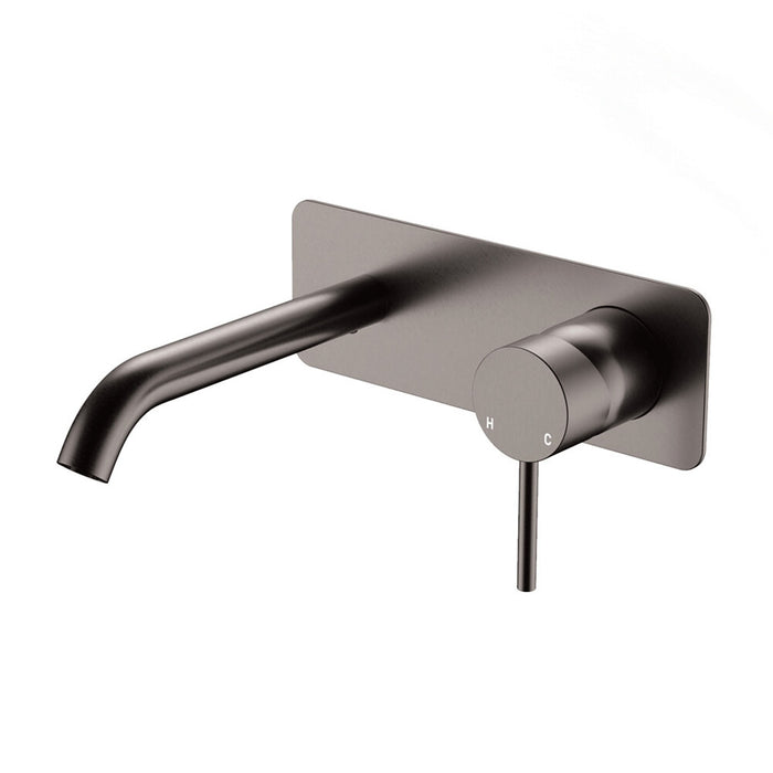 160mm Outlet Fienza Kaya Lead-Free Solid Brass Rectangle Plates Basin/Bath Wall Mixer Set