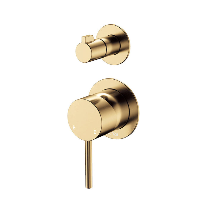 65mm Fienza Kaya Solid Brass Small Round Plate Wall Diverter Mixer
