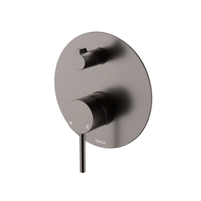 100mm Fienza Kaya Solid Brass Large Round Plate Wall Diverter Mixer