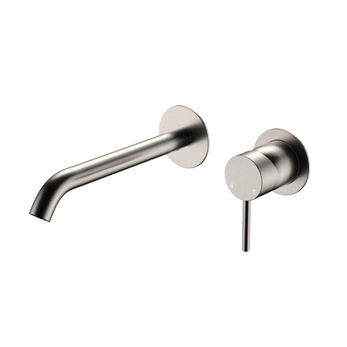 200mm Outlet Fienza Kaya Lead-Free Solid Brass Round Plates Basin/Bath Wall Mixer Set