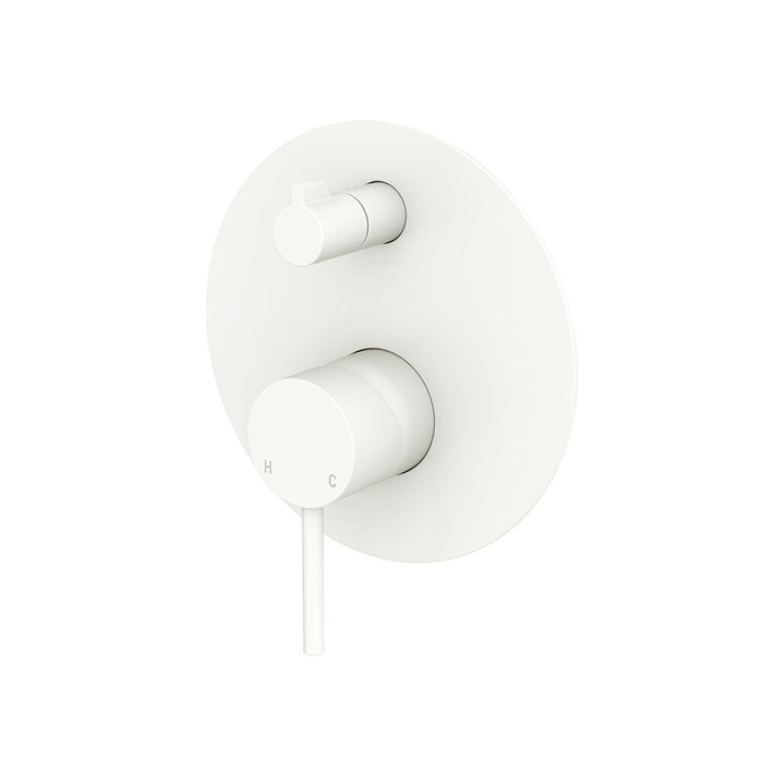 100mm Fienza Kaya Solid Brass Large Round Plate Wall Diverter Mixer
