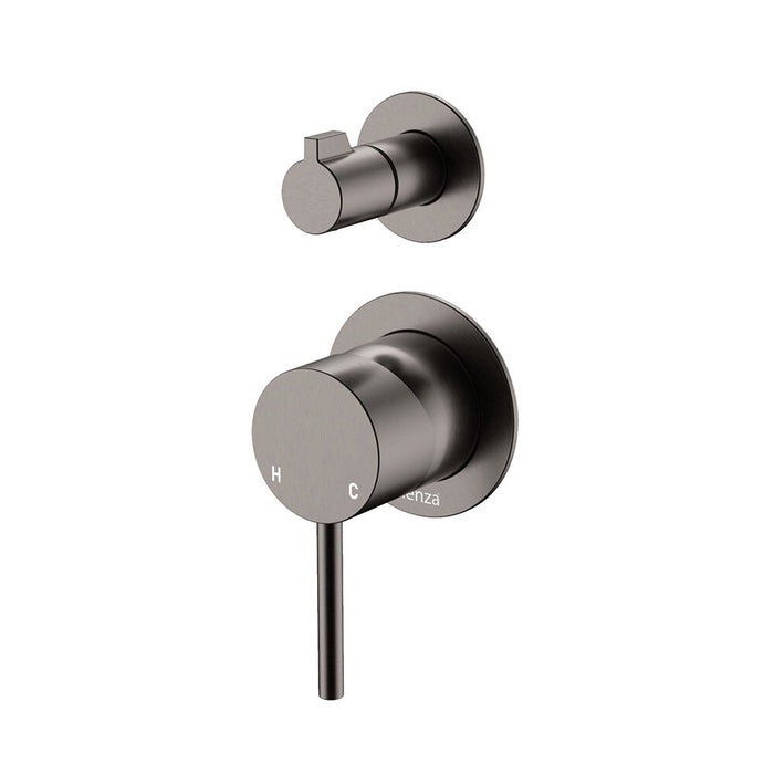 65mm Fienza Kaya Solid Brass Small Round Plate Wall Diverter Mixer