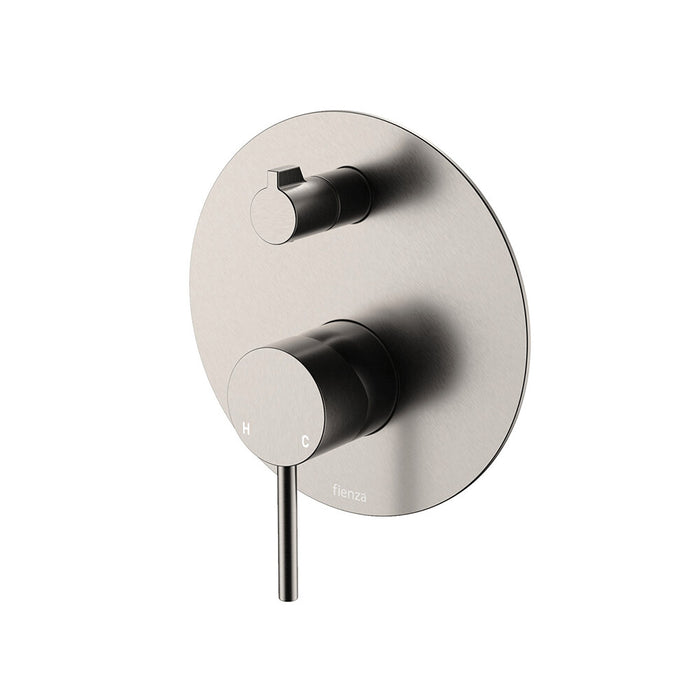 100mm Fienza Kaya Solid Brass Large Round Plate Wall Diverter Mixer