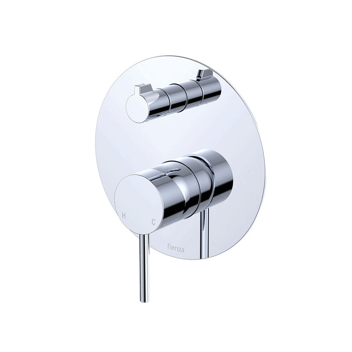 100mm Fienza Kaya Solid Brass Large Round Plate Wall Diverter Mixer