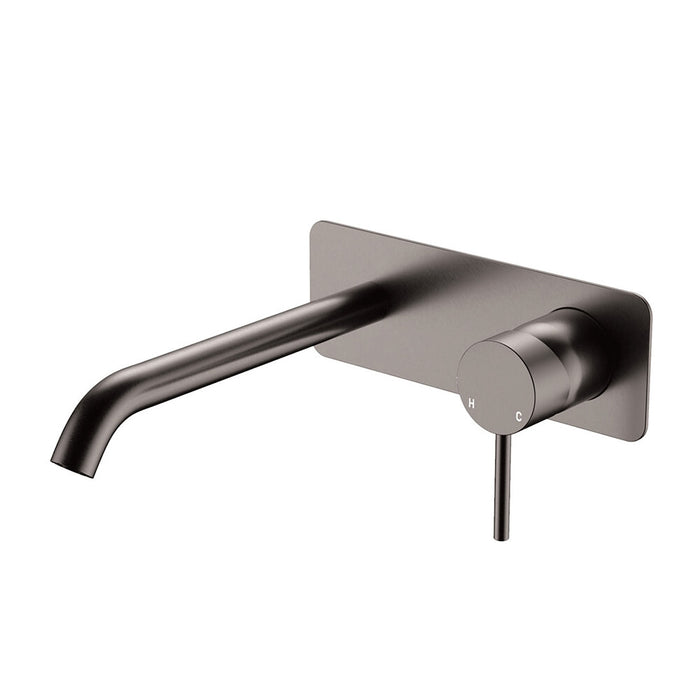 200mm Outlet Fienza Kaya Lead-Free Solid Brass Rectangle Plates Basin/Bath Wall Mixer Set