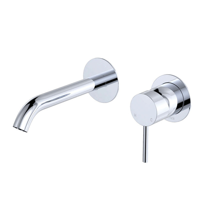 160mm Outlet Fienza Kaya Lead-Free Solid Brass Round Plates Basin/Bath Wall Mixer Set