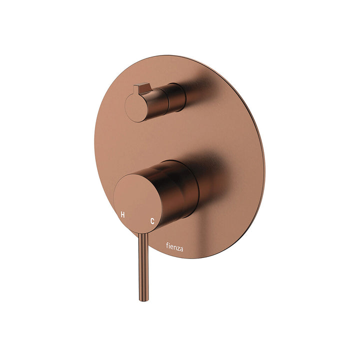 100mm Fienza Kaya Solid Brass Large Round Plate Wall Diverter Mixer