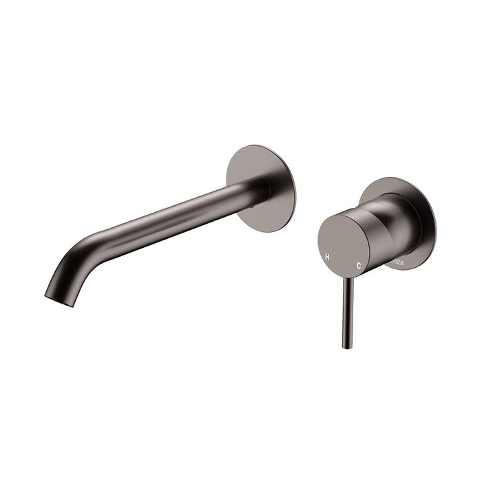 200mm Outlet Fienza Kaya Lead-Free Solid Brass Round Plates Basin/Bath Wall Mixer Set