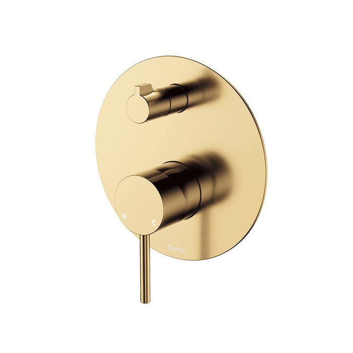 100mm Fienza Kaya Solid Brass Large Round Plate Wall Diverter Mixer