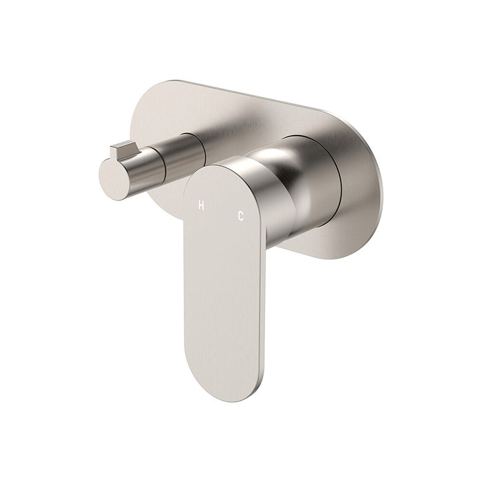 Fienza Empire Slim Stainless Steel Large Oval Plate Horizontal Wall Diverter Mixer