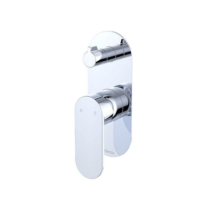 Fienza Empire Slim Stainless Steel Large Oval Plate Vertical Wall Diverter Mixer