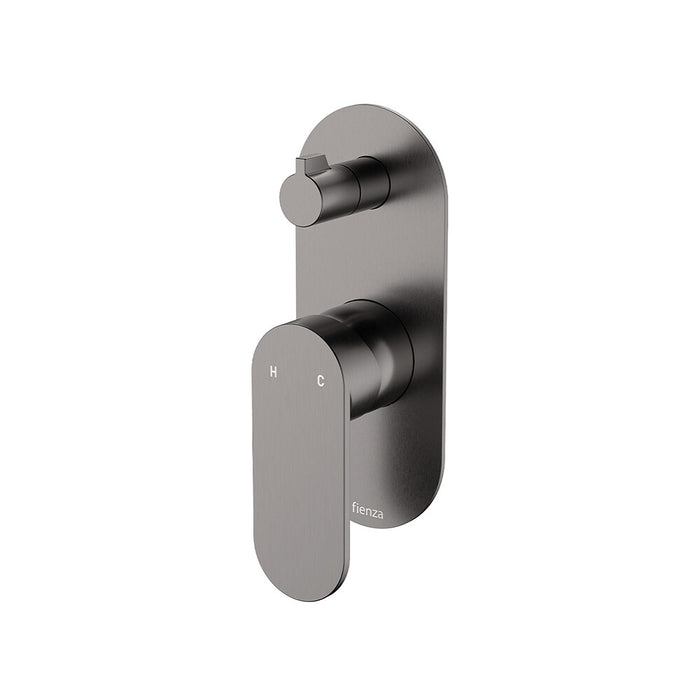 Fienza Empire Slim Stainless Steel Large Oval Plate Vertical Wall Diverter Mixer