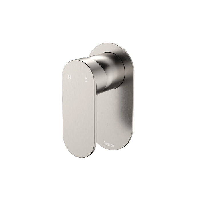 Fienza Empire Slim Stainless Steel Oval Plate Wall Mixer