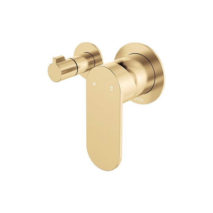 Fienza Empire Slim Stainless Steel Small Round Plate Horizontal Wall Diverter Mixer